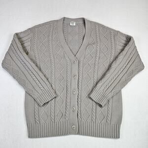 Sunday Best Aritzia XS Cable Knit Cardigan Sweater Gray Oversized Grandpa Wool